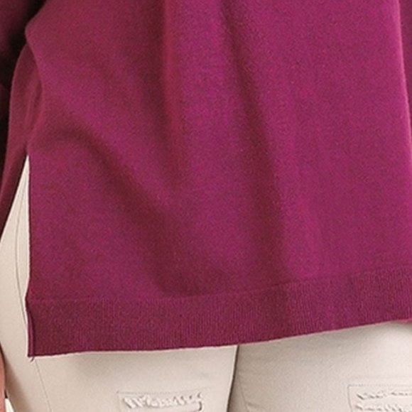 New UMGEE XL 1XL Burgundy Wine High Low hem Crossed V Neck Pullover Sweater - Picture 6 of 6